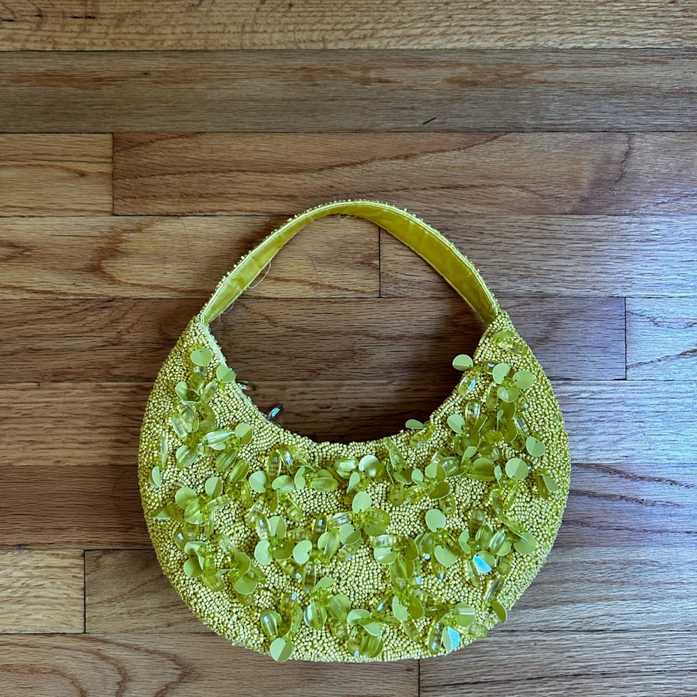 Yellow Beaded Hand Bag